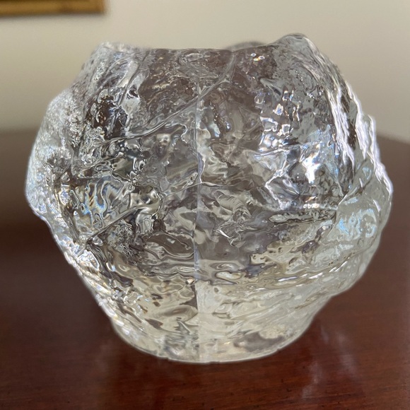Kosta Boda SNOWBALL 3” Votive Candleholder Crystal Clear Ice Glass FLAW - Picture 4 of 9